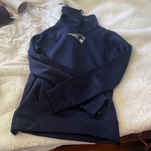 Fleece lined navy patriots sweatshirt with snood neck